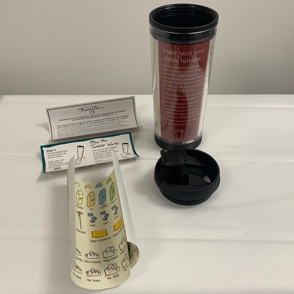 STARBUCKS Make Your Own Drink Tumbler 16oz/.47L  4 sheets of stickers NWT